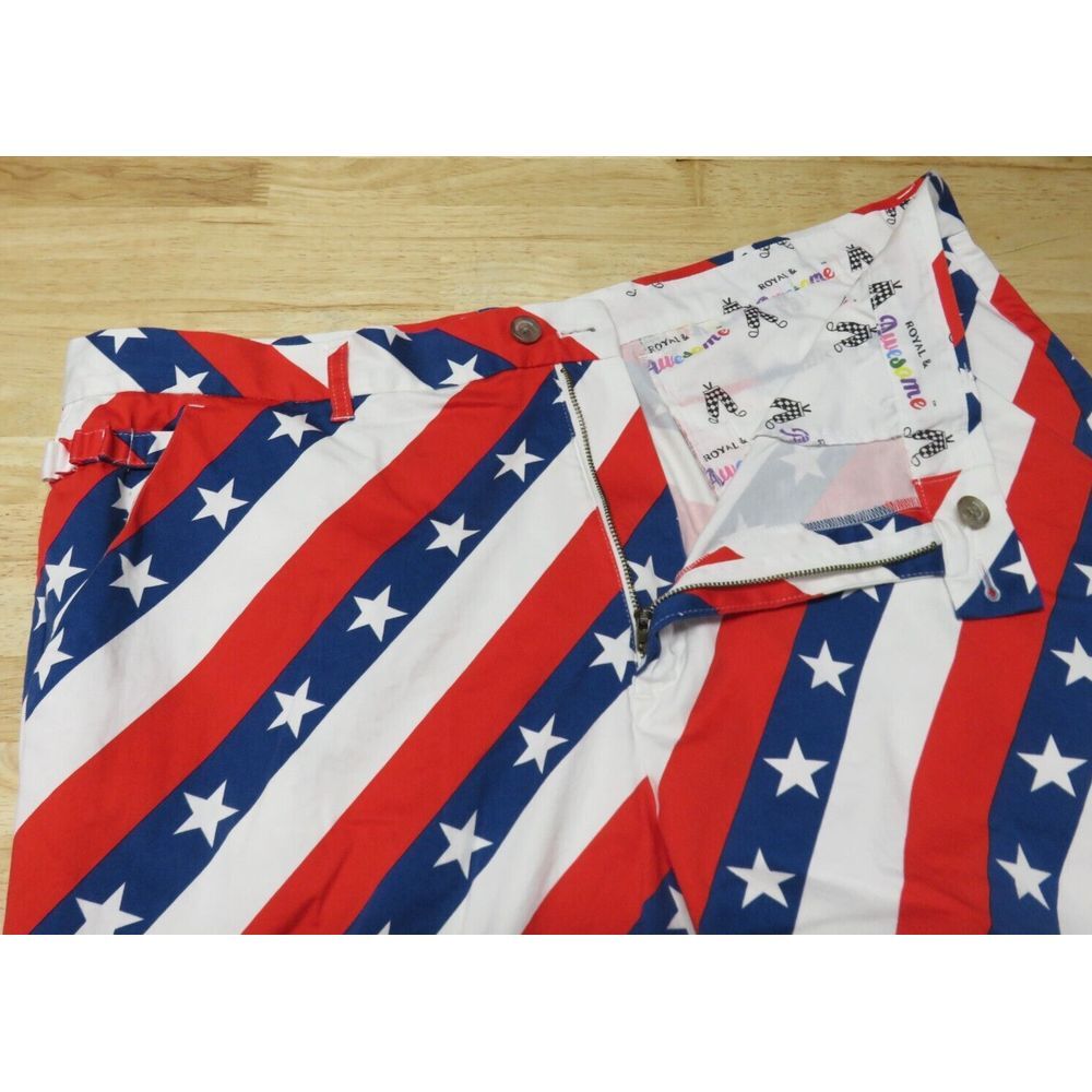 Mens Royal & Awesome Golf Shorts Size 42 Casual Blue Red White American Flag - Picture 3 of 7